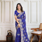 Charming Navy Blue Color Georgette With Embroidery Work Saree
