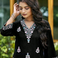 Black Color Cotton With Embroidery Work Short Kurti Near Me