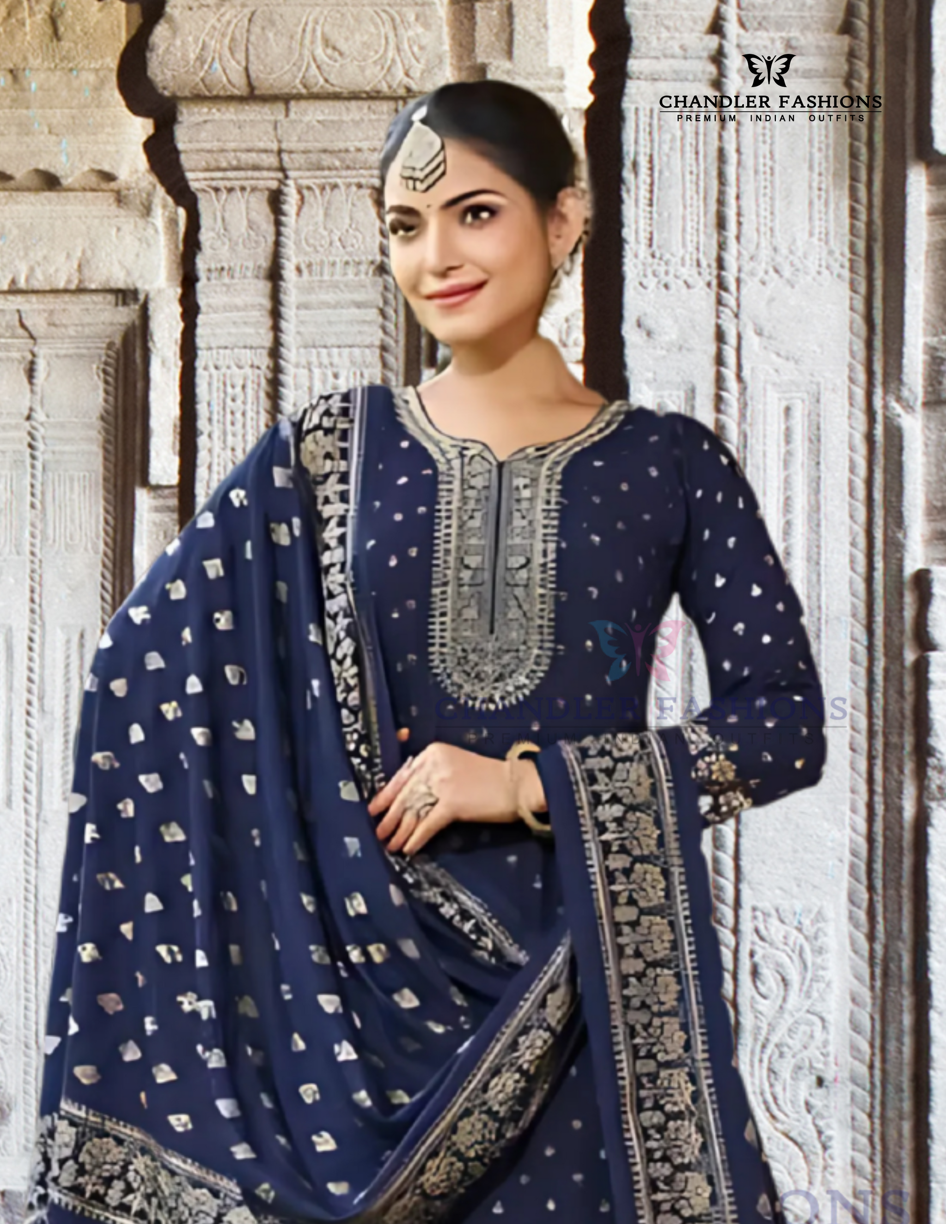 Blue Color Embroidery Work Salwar Suits Near Me
