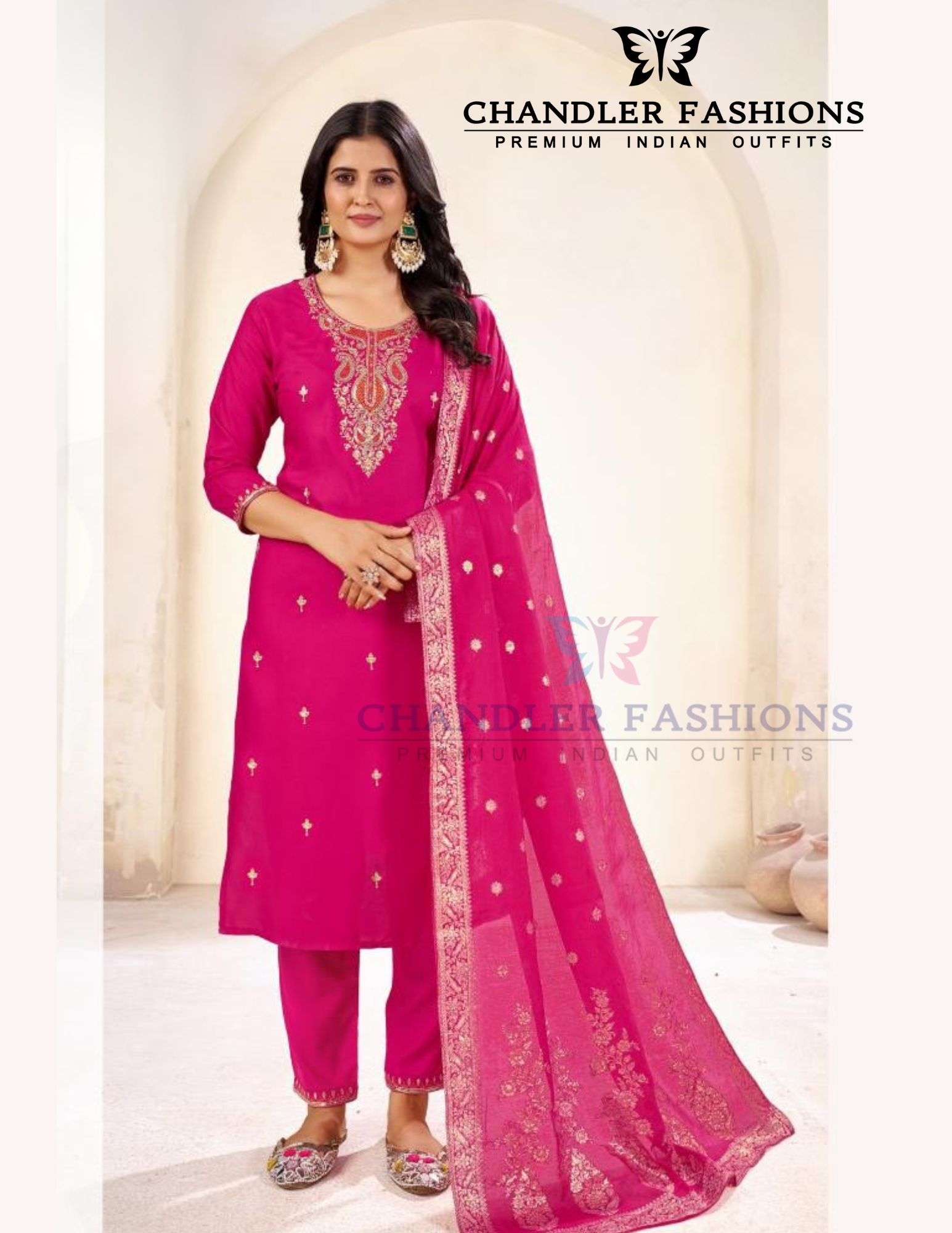 Attractive Pink Color Rayon With Thread Work Salwar Suits For Women