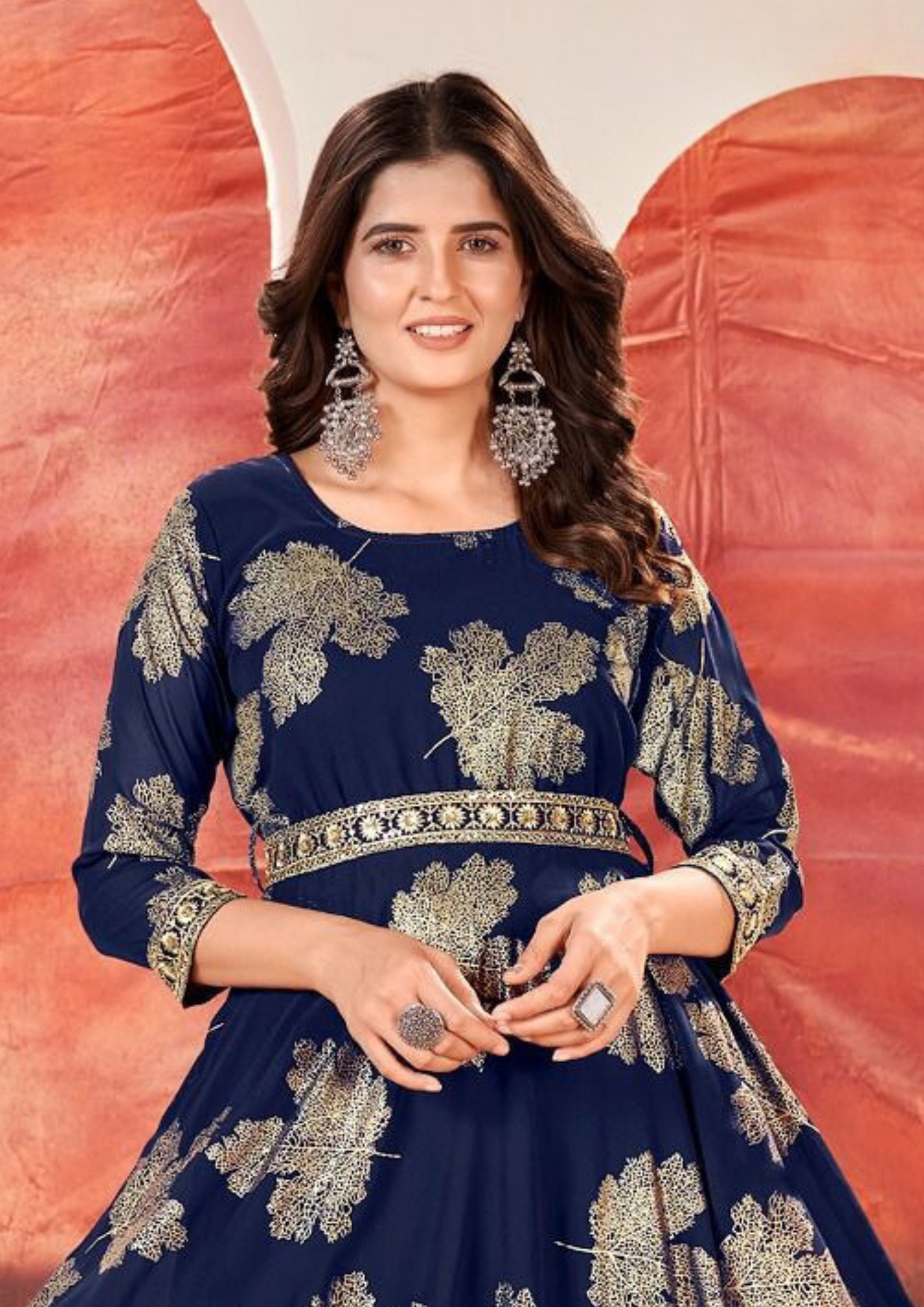 Attractive Blue Color Faux Georgette Kurti Near Me