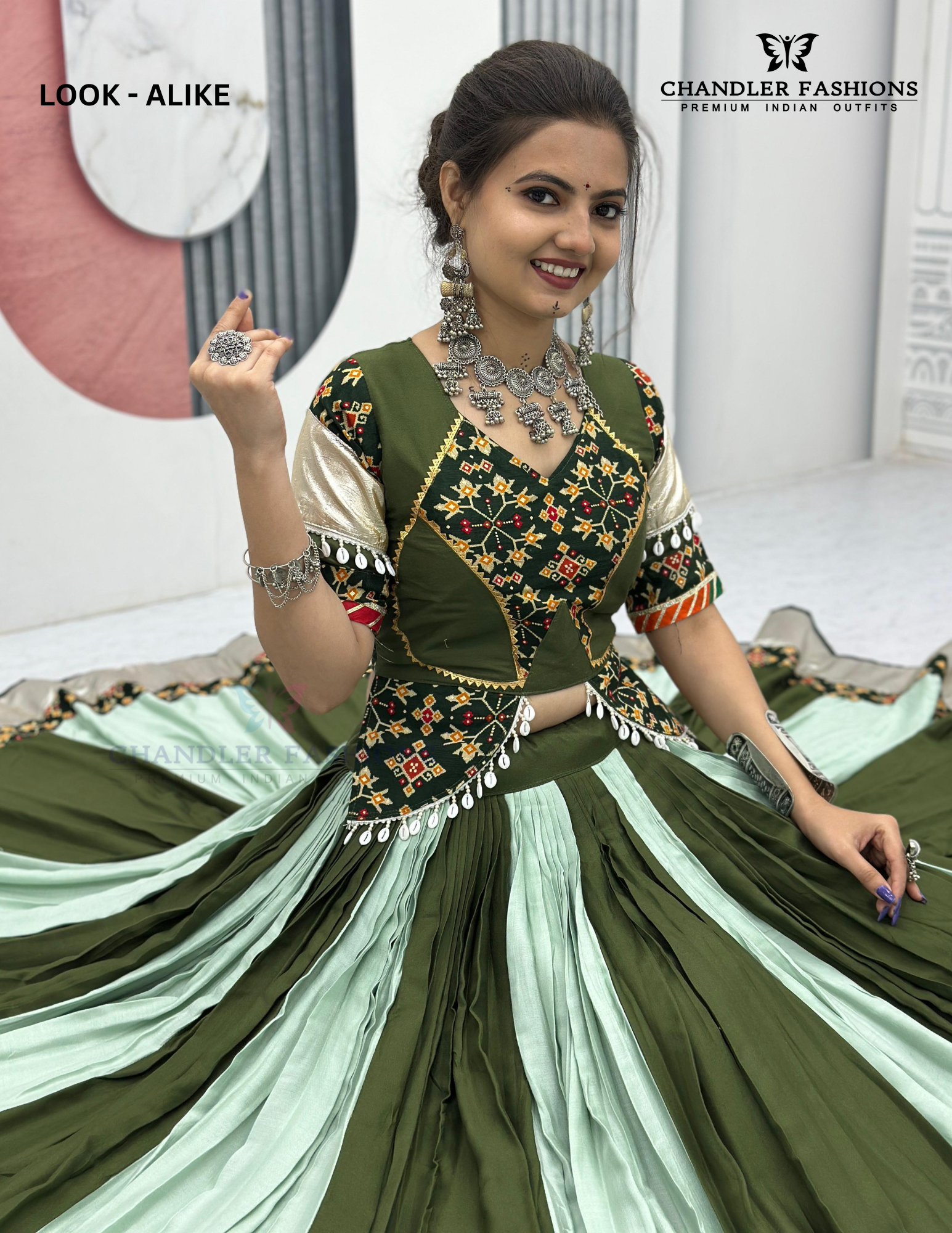 Green Colored Ribbon Work Chaniya Choli Sets Near Me