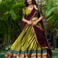 Elegant Olive Green Color Poly Cotton Weaving Border Lehenga Choli With Dupatta Near Me