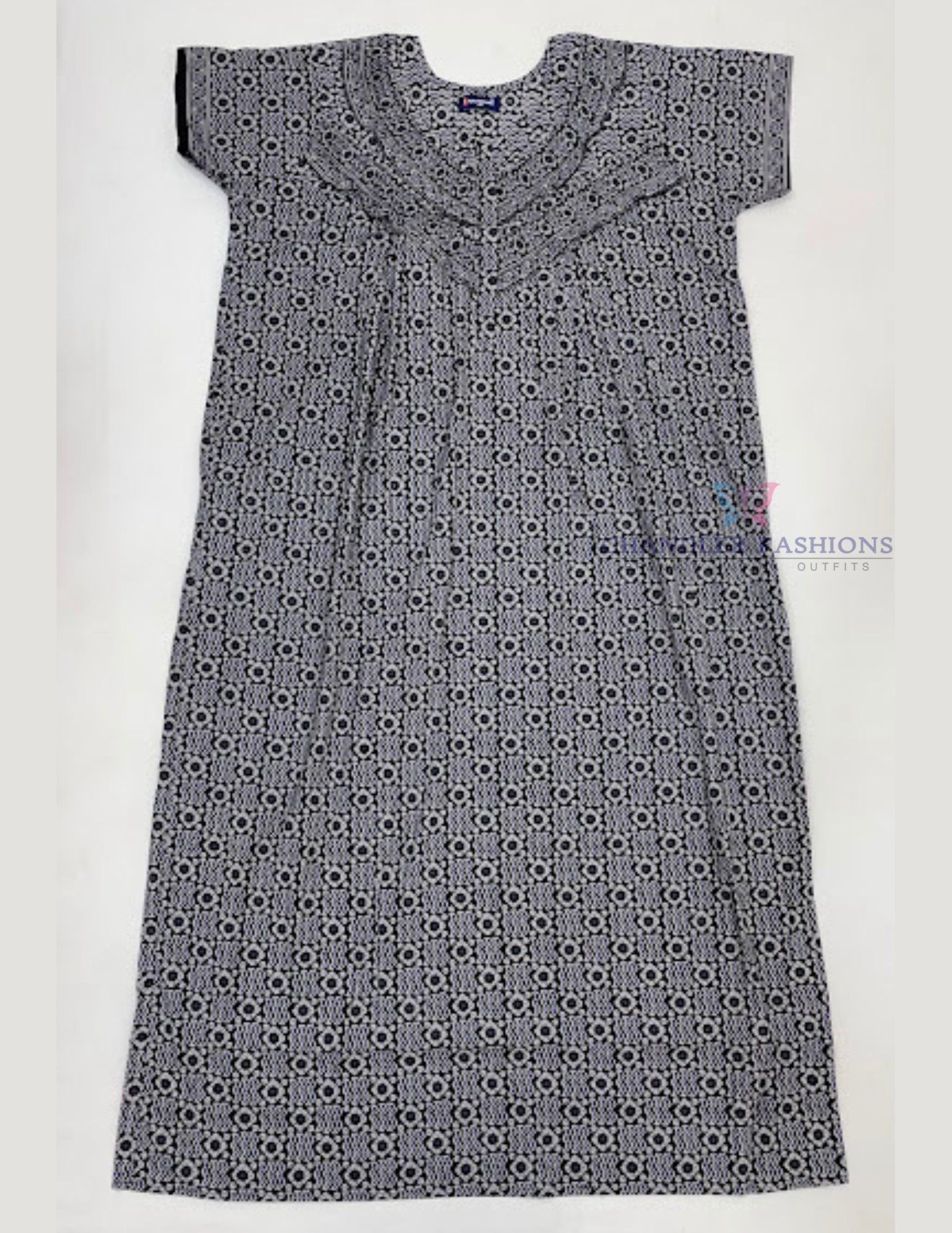 Attractive Black Color Cotton With Printed Work Nighty For Women