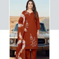Elegant Dark Orange Color Cotton With Embroidery Work Salwar Suits For Women