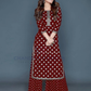 Beautiful Red Color Rayon With Printed Work Palazzo Suits For Women