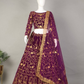 Dazzling Purple Color Designer Embroidery Work Velvet Lehenga Choli For Women
