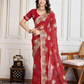 Graceful Red Color Embroidery Work With Georgette Saree