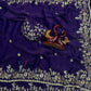 Gorgeous Purple Color Chiffon Saree With Sequins And Embroidery Work For Women