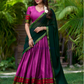 Attractive Pink Color Poly Cotton Zari Border Lehenga Choli With Dupatta In USA