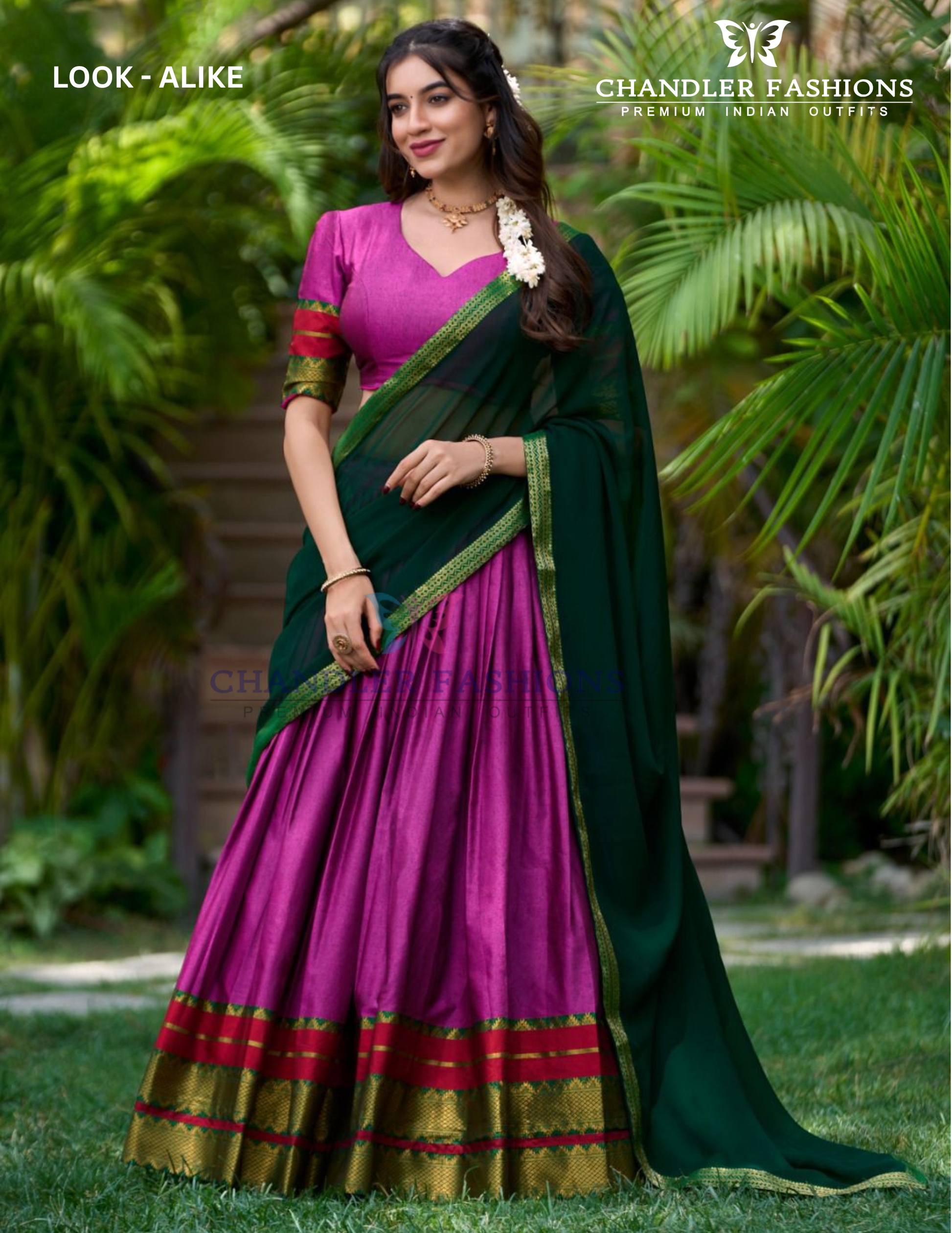 Attractive Pink Color Poly Cotton Zari Border Lehenga Choli With Dupatta In USA