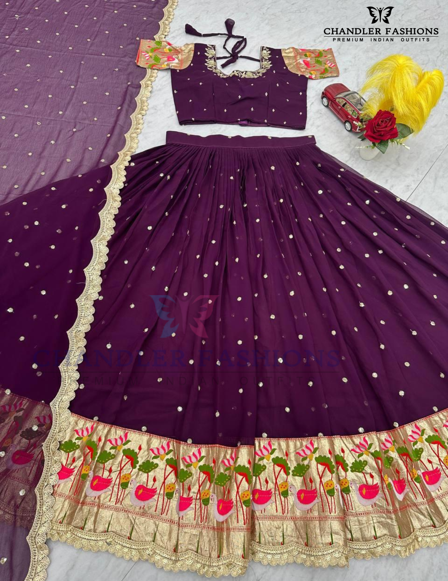 Georgette Lehenga Choli With Embroidery Work In USA