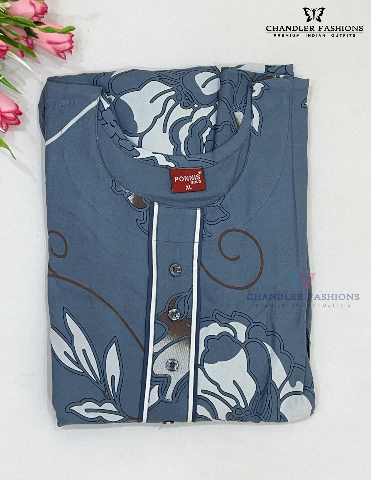 Gray Color Rayon With Printed Work Nighty Near Me
