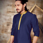Charming Royal Blue Colored Trendy Slub Silk Kurta With Pajama Near Me