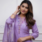 Goergeous Lavender Color Reyon Slub Cotton With Embroidery Work Salwar Suits For Women Near Me