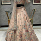 Fancy Floral Heavy Embroidered Peach Color Malay Satin Lehenga For Women