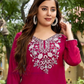 Dark Pink Color Cotton With Embroidery Work Short Kurti Near Me