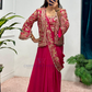 Attractive Dark Pink Color Heavy Embroidery Work Ready To Wear Saree In USA