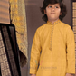 Yellow Color Poly Cotton Kurta Pajama Set For Kids Near Me