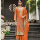 Graceful Orange Color Heavy Embroidery Work Kurtis For Women
