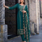 Beautiful Teal Green Colored Party Wear Salwar Suits For Women