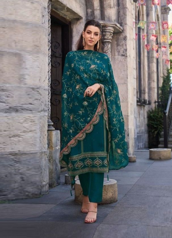 Beautiful Teal Green Colored Party Wear Salwar Suits Near Me