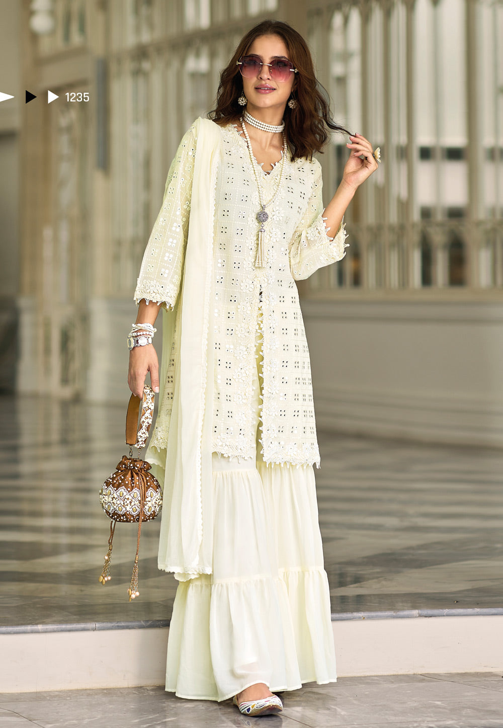  Designer Party Wear Sharara Suits With Front Slit in Peoria