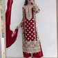 Marvelous Red Color Georgette With Embroidery And Sequins Work Kurti Suits For Women