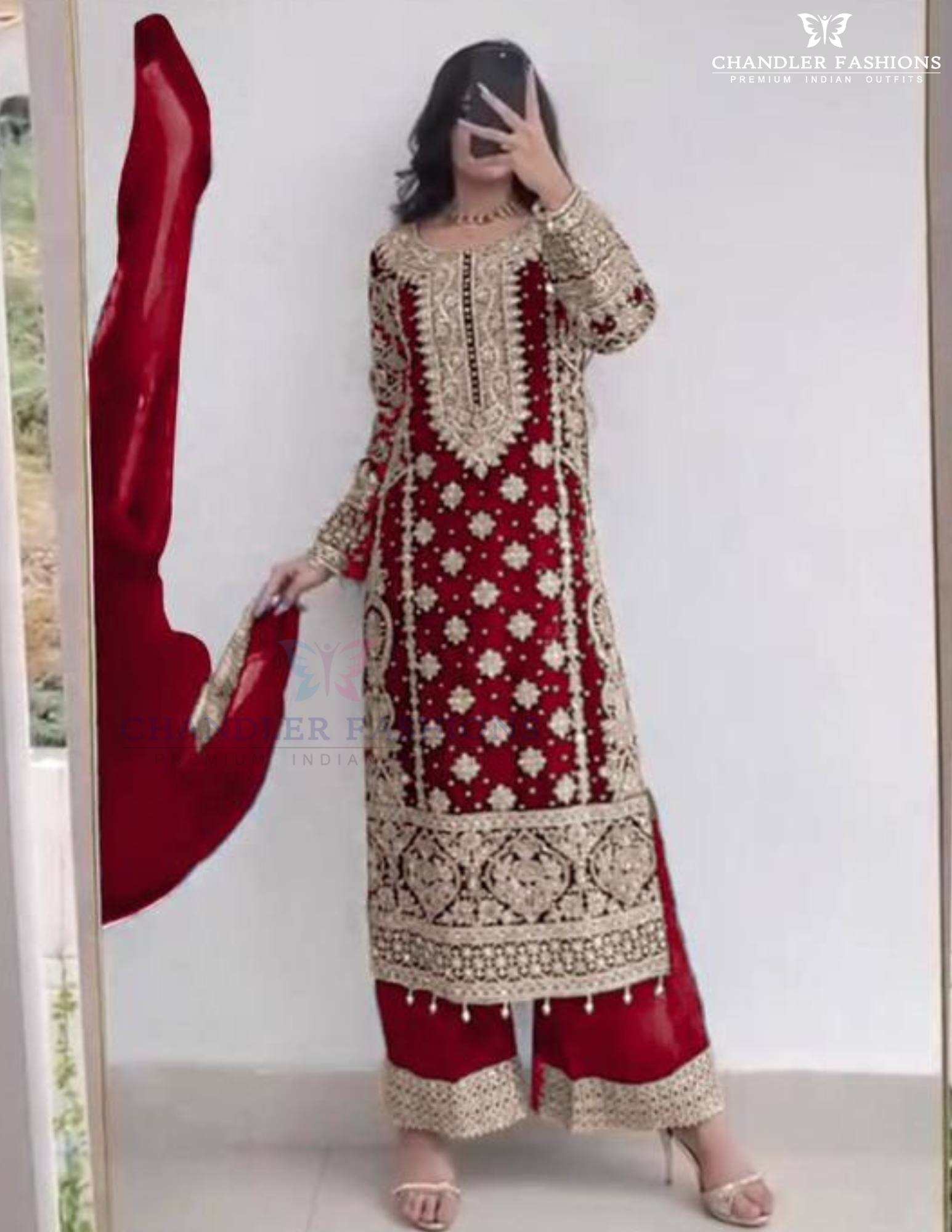 Marvelous Red Color Georgette With Embroidery And Sequins Work Kurti Suits For Women