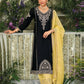 Appealing Black Colored Embroidery Work Premium Silk Palazzo Suits For Women