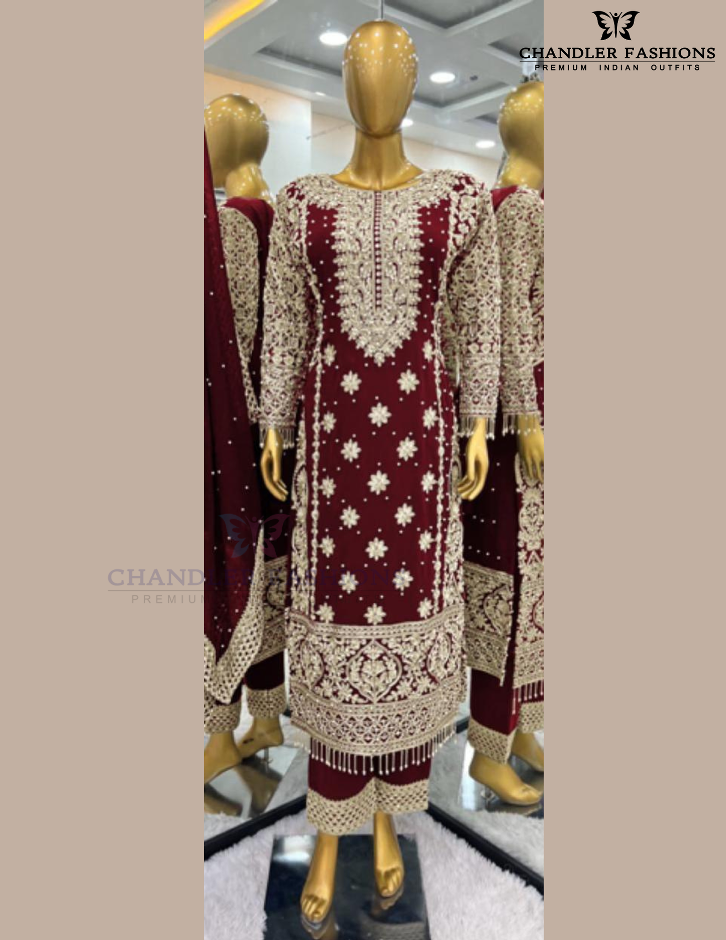 Red Color Georgette With Embroidery And Sequins Work Kurti Suits Near Me