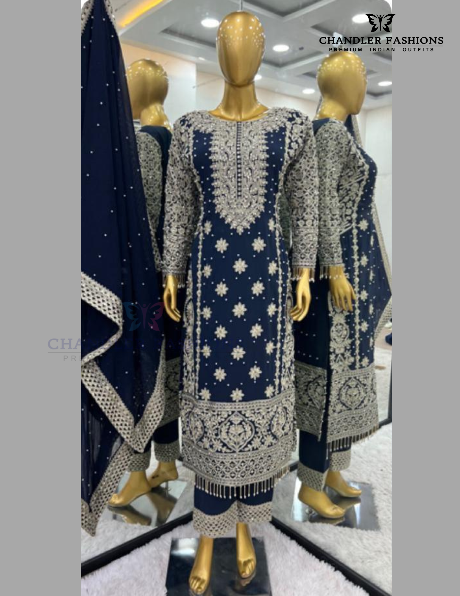Bluish Gray Color Georgette Embroidery And Sequins Work Kurti Suits Near Me