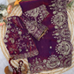 Stunning Purple Color Silk With Zari Embroidery And Sequins Work Saree For Women
