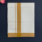 Elegant Men's White Premium Pure Cotton Gold Color Border Dhoti Near Me