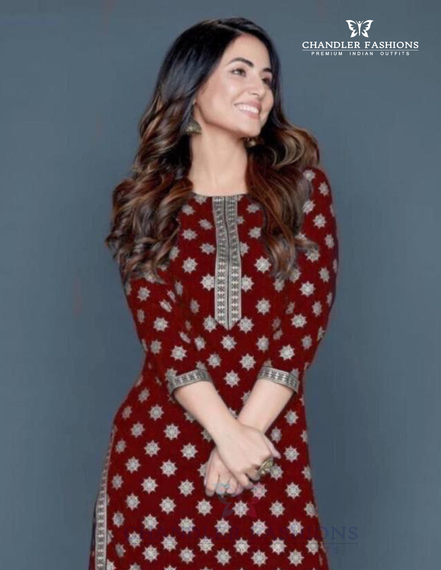 Red Color Rayon With Printed Work Palazzo Suits For Women Near Me