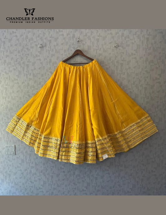 Stunning Yellow Color Rayon With Sequins Work Skirts For Women