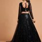 Black Color Net With Thread Work Lehenga In USA