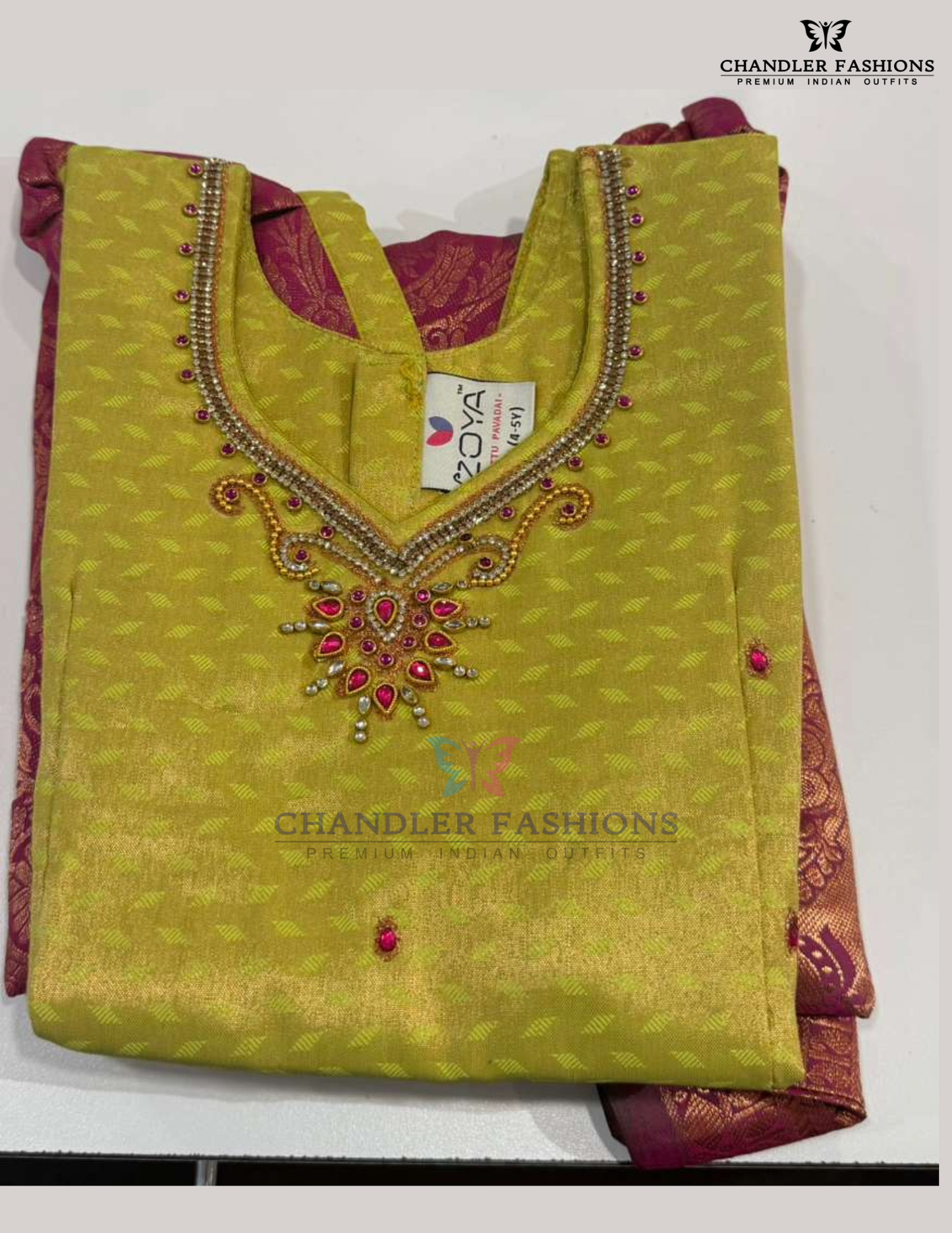 Light Green And Pink Color Silk Langa Set Near Me