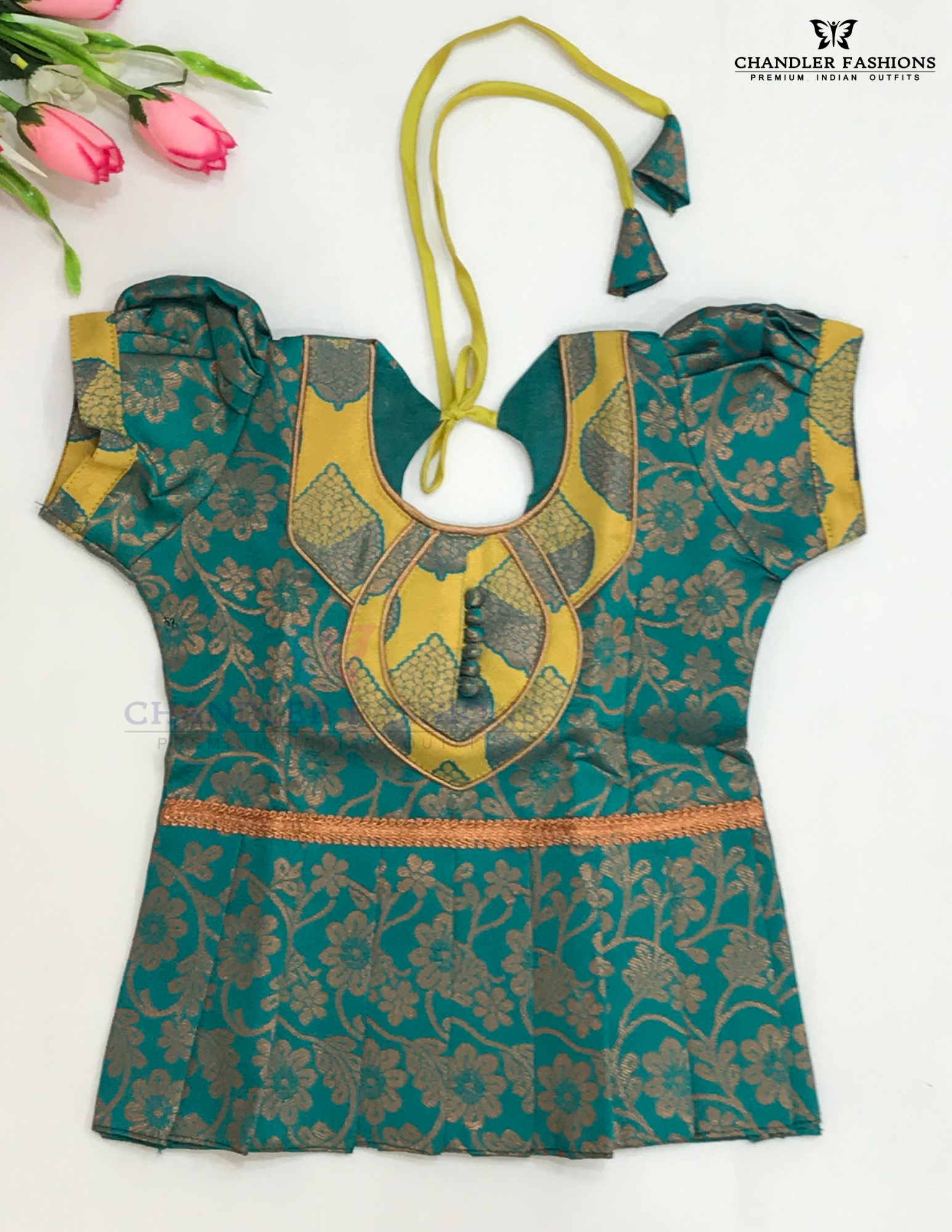 Green And Yellow Colored Silk Langa Sets In Yuma