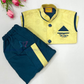 Yellow Color Silk Cotton Sherwani Suit With Brooch Pin Near Me