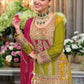 Designer Lime Green Color Sharara Suits With Dupatta In USA