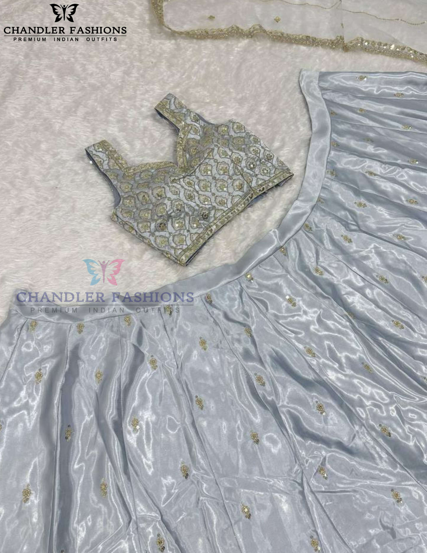 Gray Color With Zari Work Lehenga In Peoria