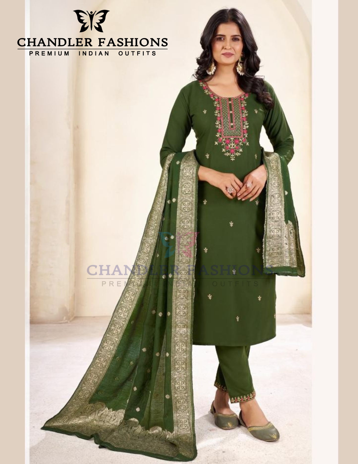 Elegant Green Color Rayon With Thread Work Salwar Suits For Women