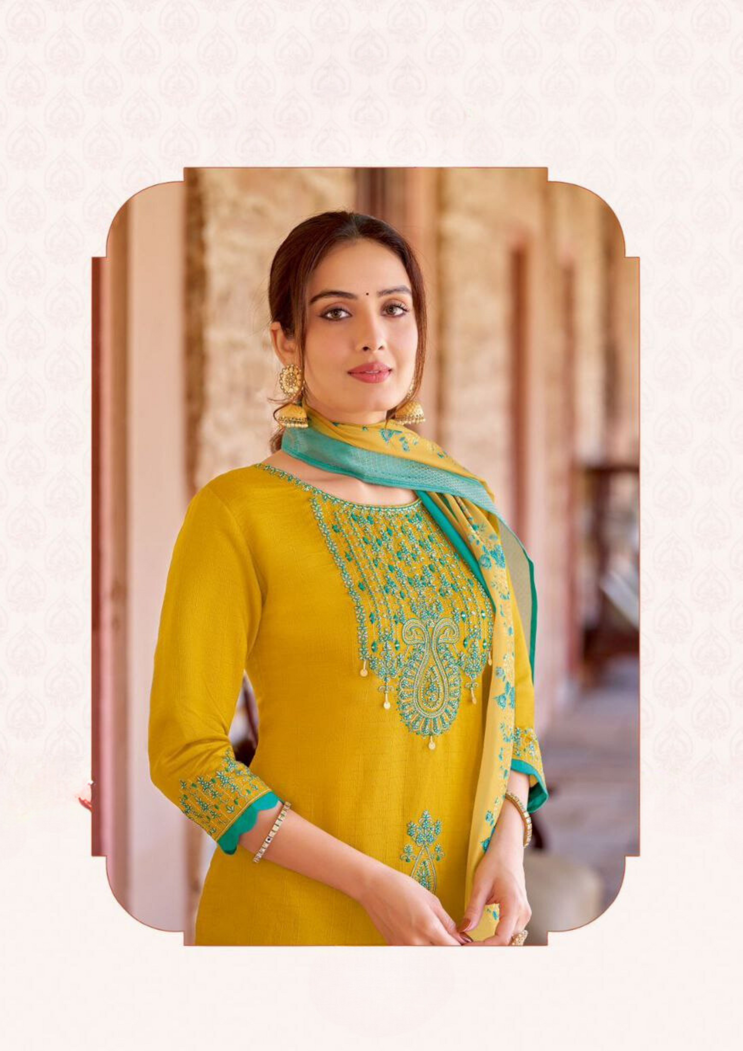 Charming Yellow Colored Thread And Handwork Salwar Suits With Dupatta Set In Near Me
