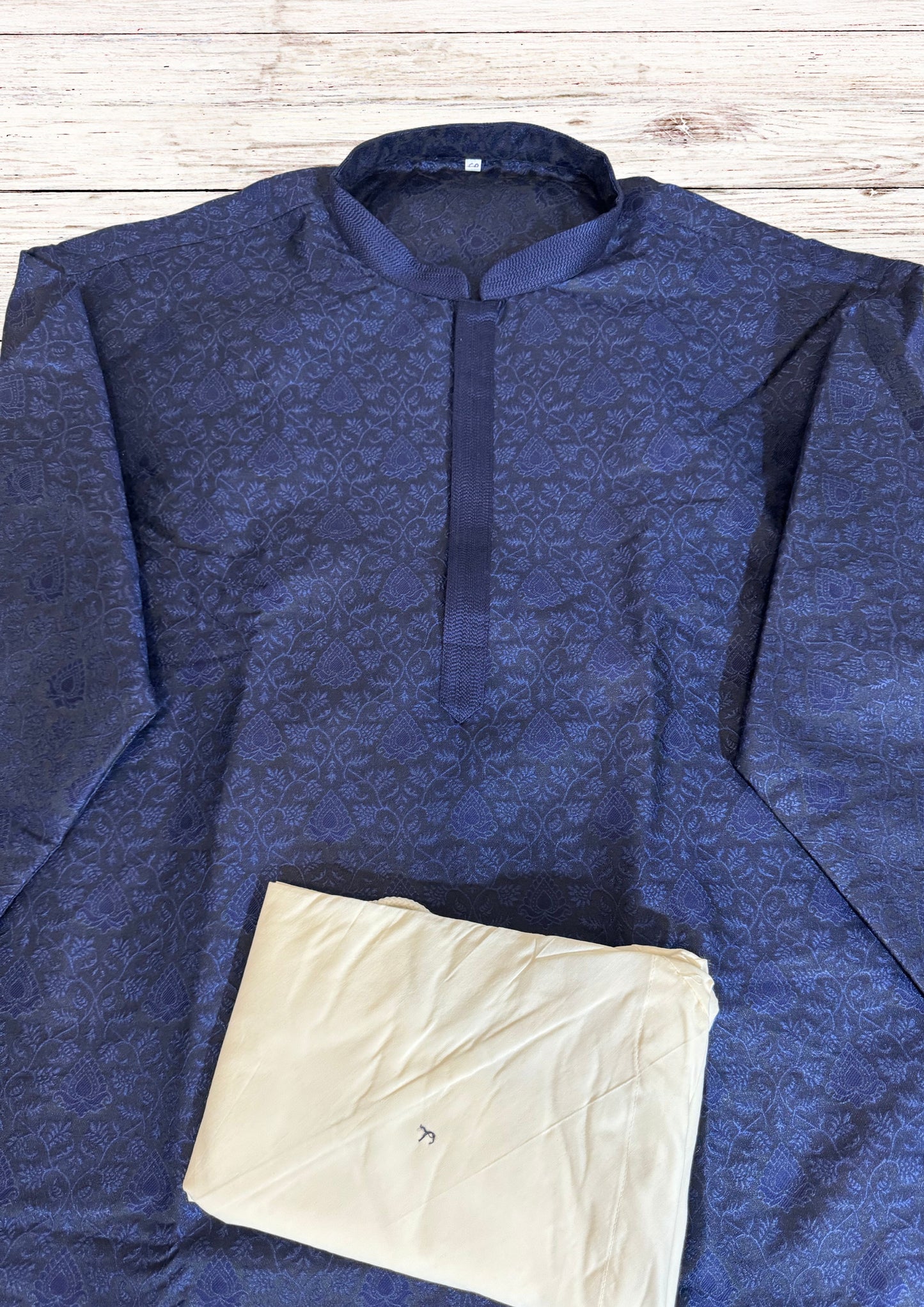 Appealing Royal Blue Colored Silk Cotton Men's Kurta With Pajama Pant