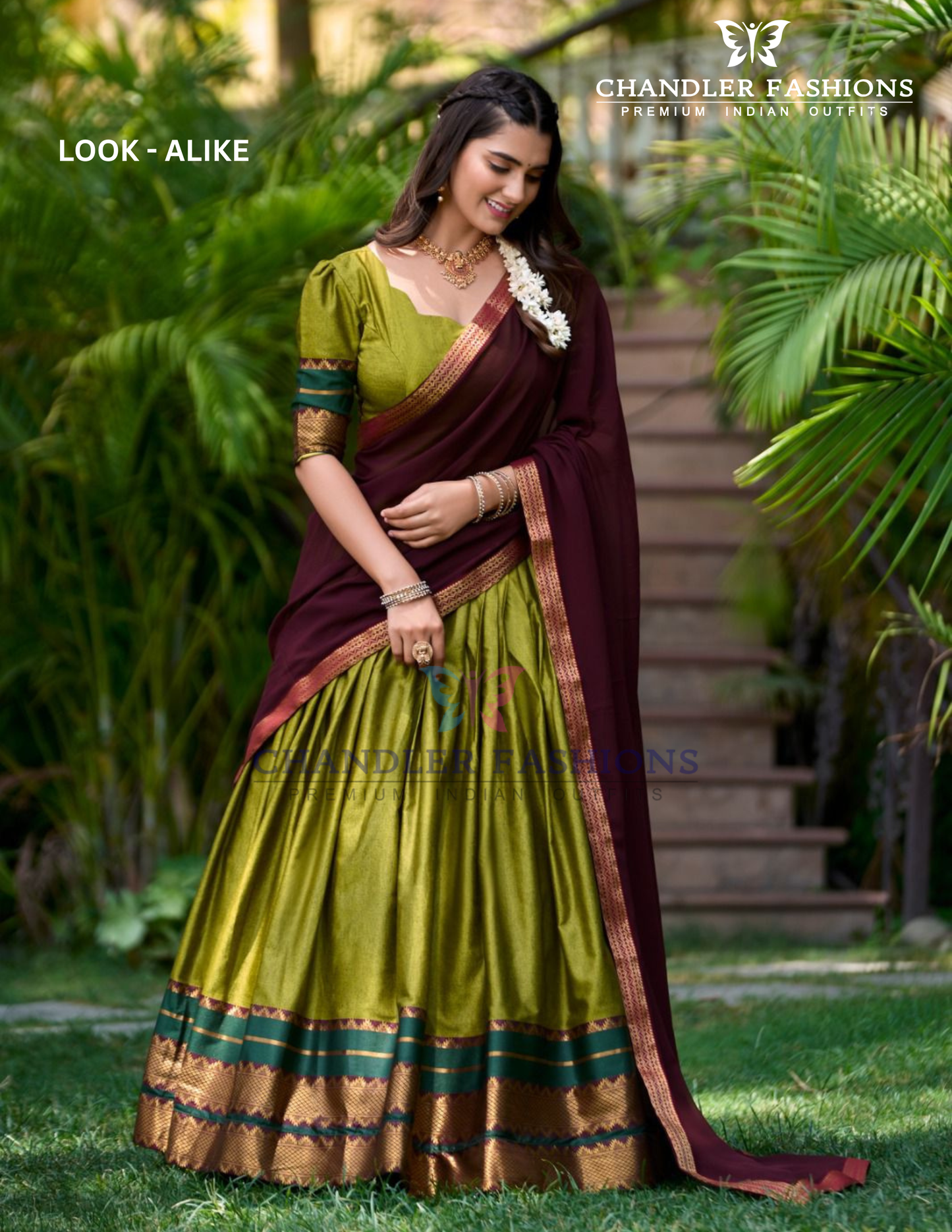 Elegant Olive Green Color Poly Cotton Weaving Border Lehenga Choli With Dupatta