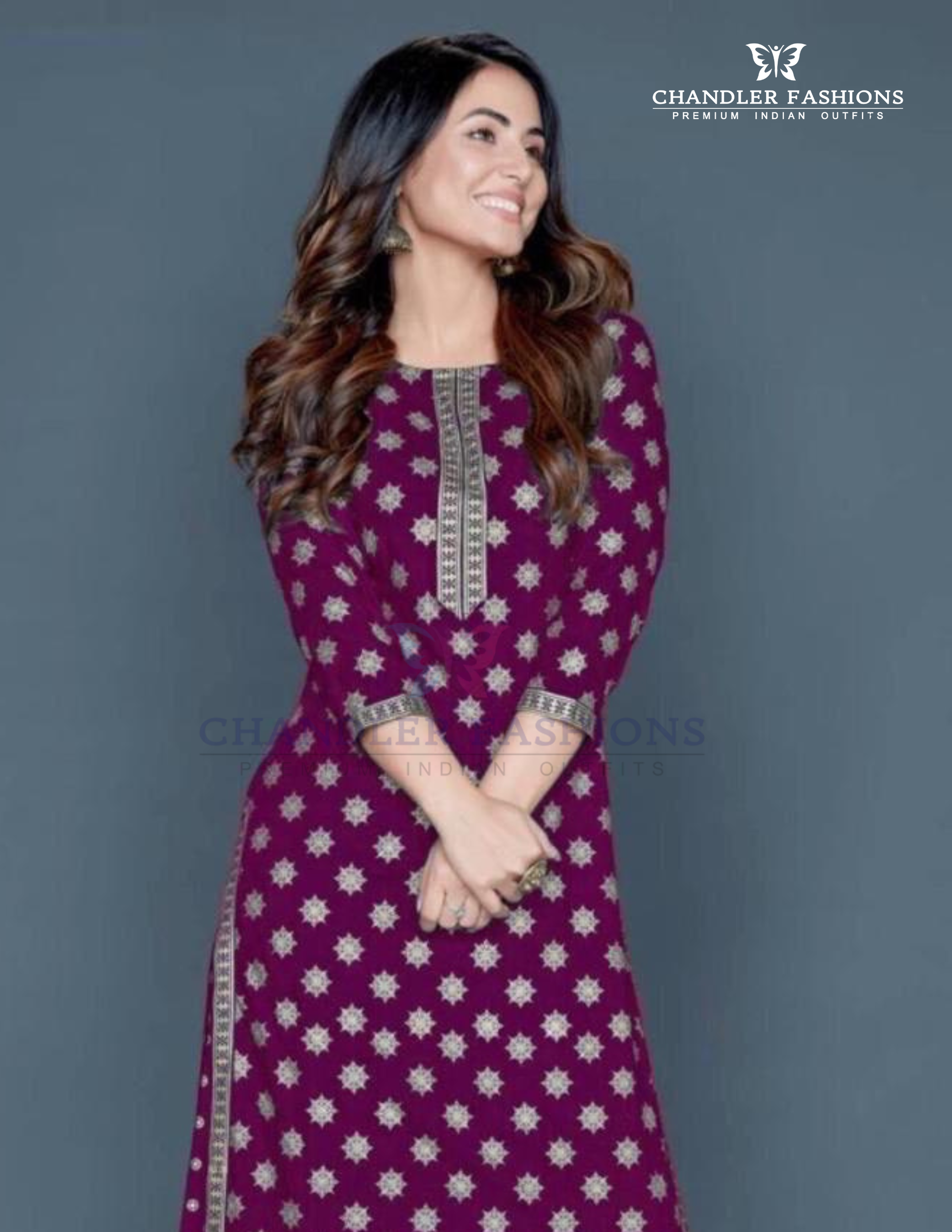 Purple Color Rayon Printed Work Palazzo Suits For Women Near Me