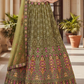 Green Color Net With Embroidery  Work Lehenga In USA