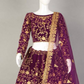 Dazzling Purple Color Designer Embroidery Work Velvet Lehenga Choli For Women Near Me