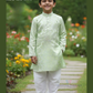 Charming Light Green Color Jacquard Silk With Pajama Kurta For Boys